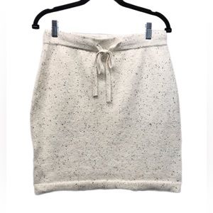 Lou & Grey Skirt Womens S Cream Speckle Stretch A-Line Knit Mini Drawstrings-NEW